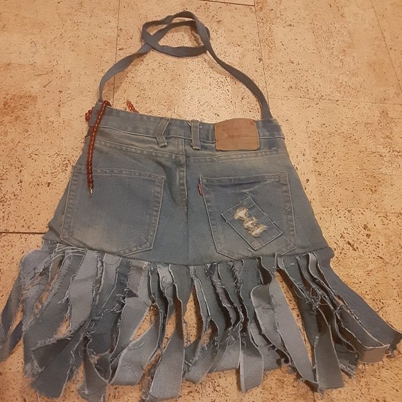 NWT- Boho/ Hippie/Gypsy Jean Crossbody Bag/Purse- Fringe- Upcycled- Women's. - Picture 3 of 9